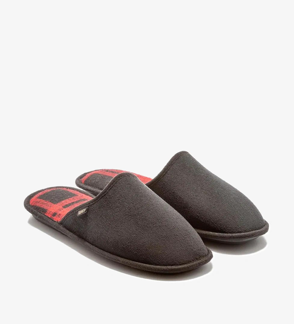 Ekose Erkek Ev Terliği Siyah Kırmızı-2 41/46 - Görsel 1