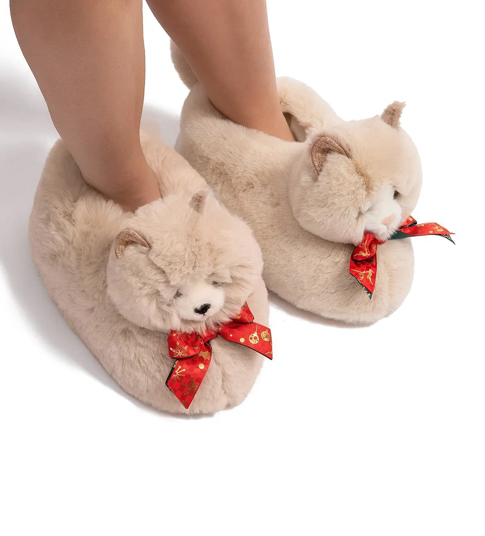 Sisi Kadın Hayvanlı Panduf Bej 36/41 - Görsel 1