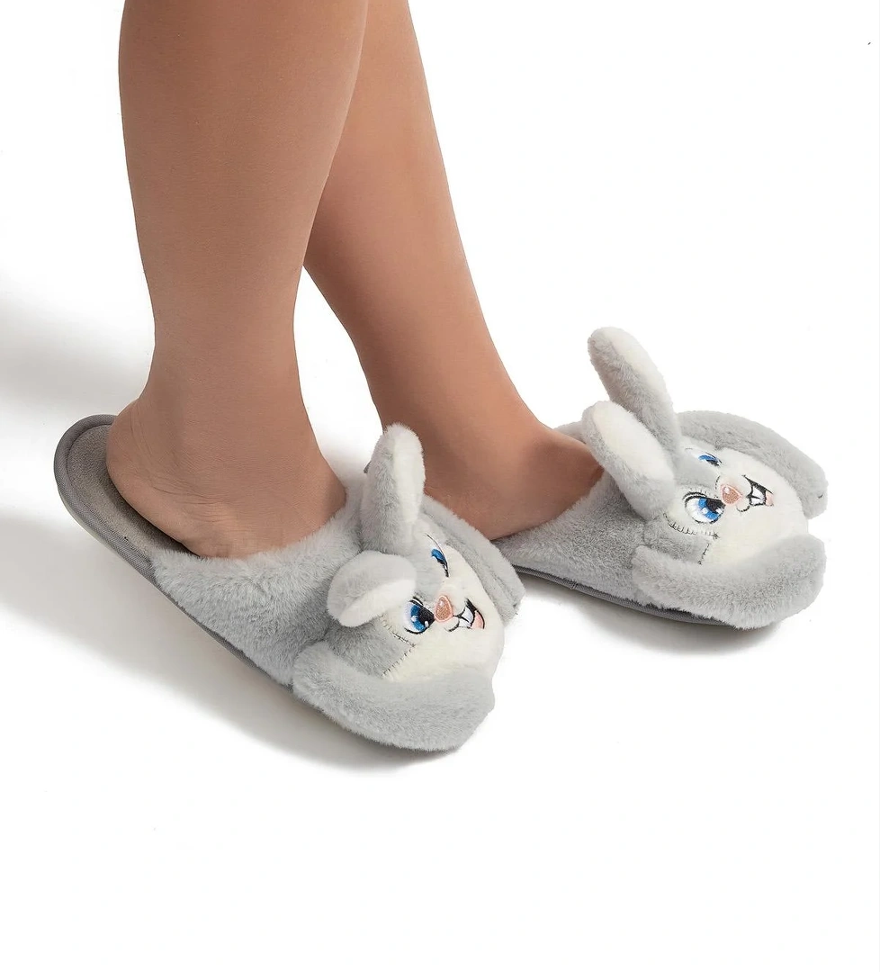 Bany Kadın, Garson Boy Hayvanlı Terlik Gri 37/41