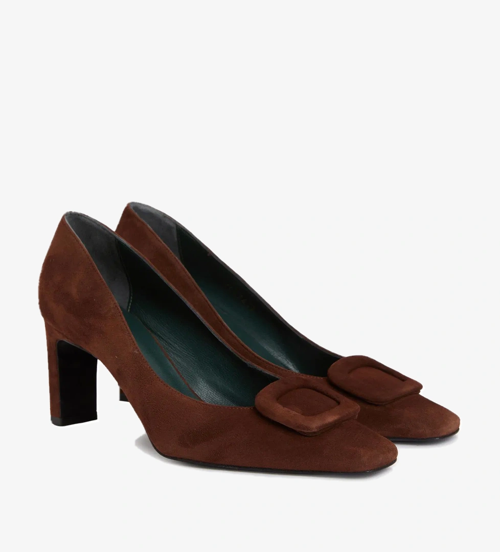 George Hogg Kadın Kahverengi Toka Detaylı Deri Topuklu Ayakkabı