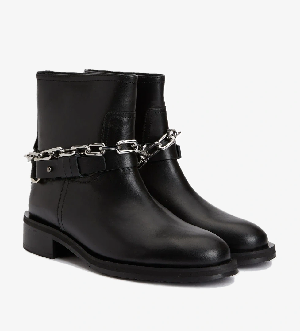 Divarese Divarese Kadın Siyah Zincir Detaylı Deri Bot model görseli