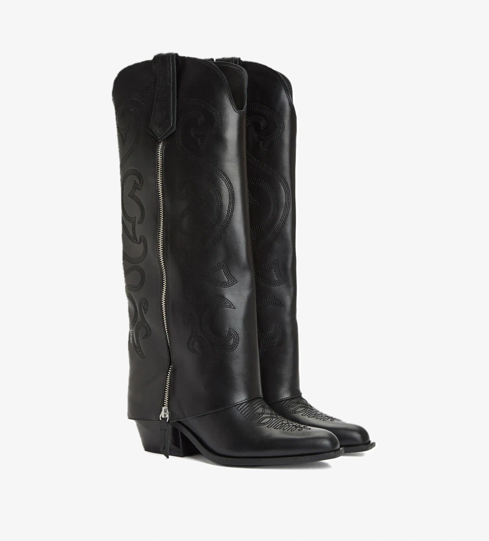 Network Network Kadın Siyah Desenli Deri Çizme model görseli