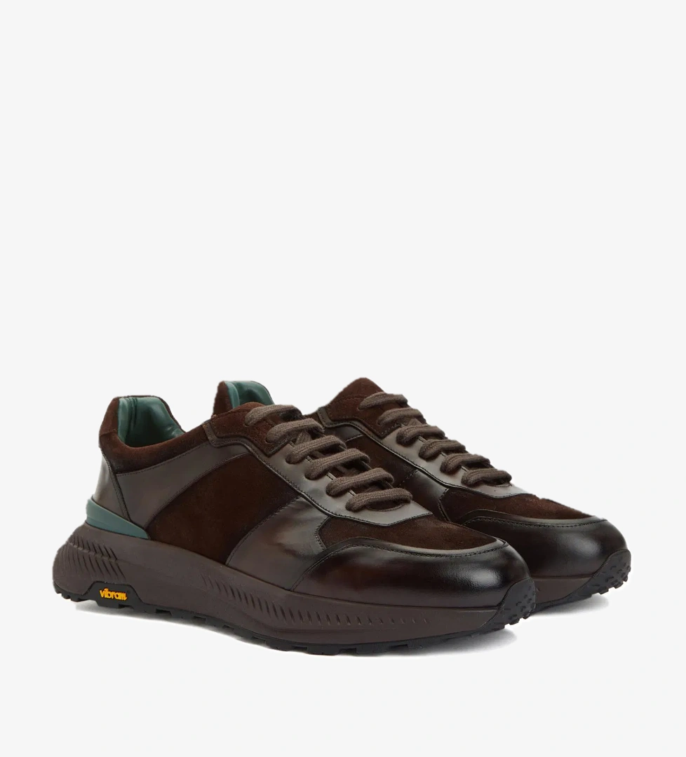 George Hogg Erkek Kahverengi Vibram Taban Detaylı Deri Sneaker - Görsel 1