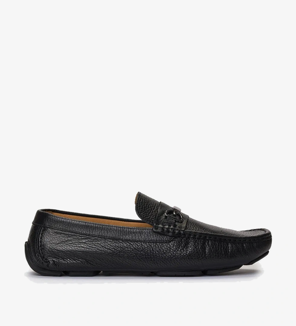 Erkek Siyah Deri Tokalı Loafer - Görsel 1