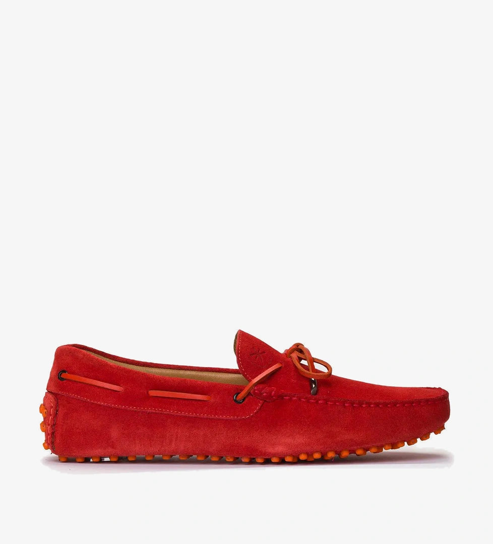 Erkek Kırmızı Bağcık Detaylı Süet Loafer - Görsel 1