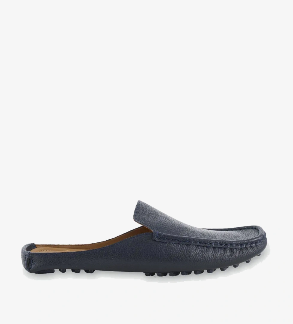 Erkek Lacivert Deri Kapalı Terlik - Görsel 1