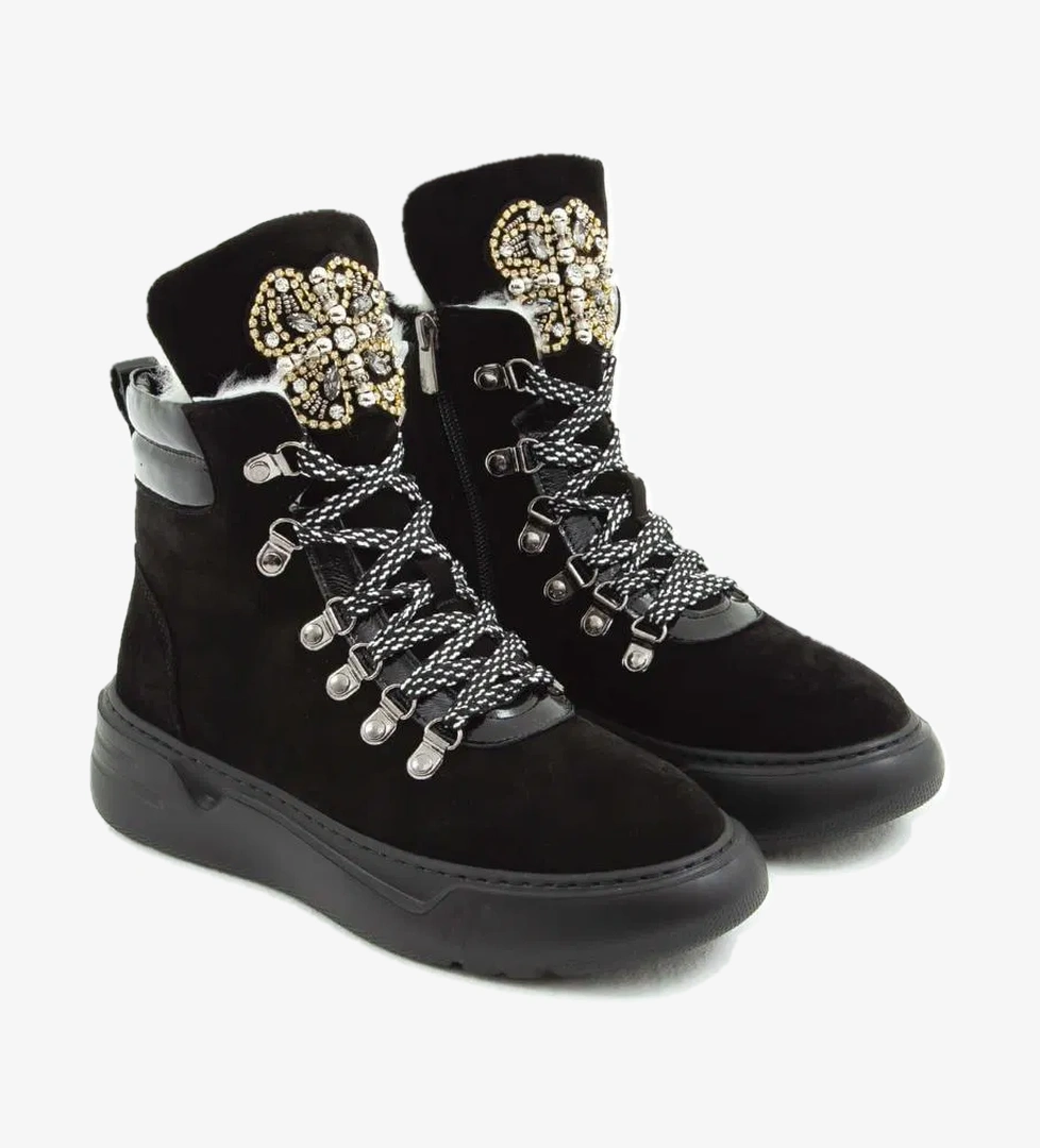 Tamer Tanca Tamer Tanca Kadın Hakiki Deri Siyah Süet Casual Bot | FashFed Siyah - 1. görsel