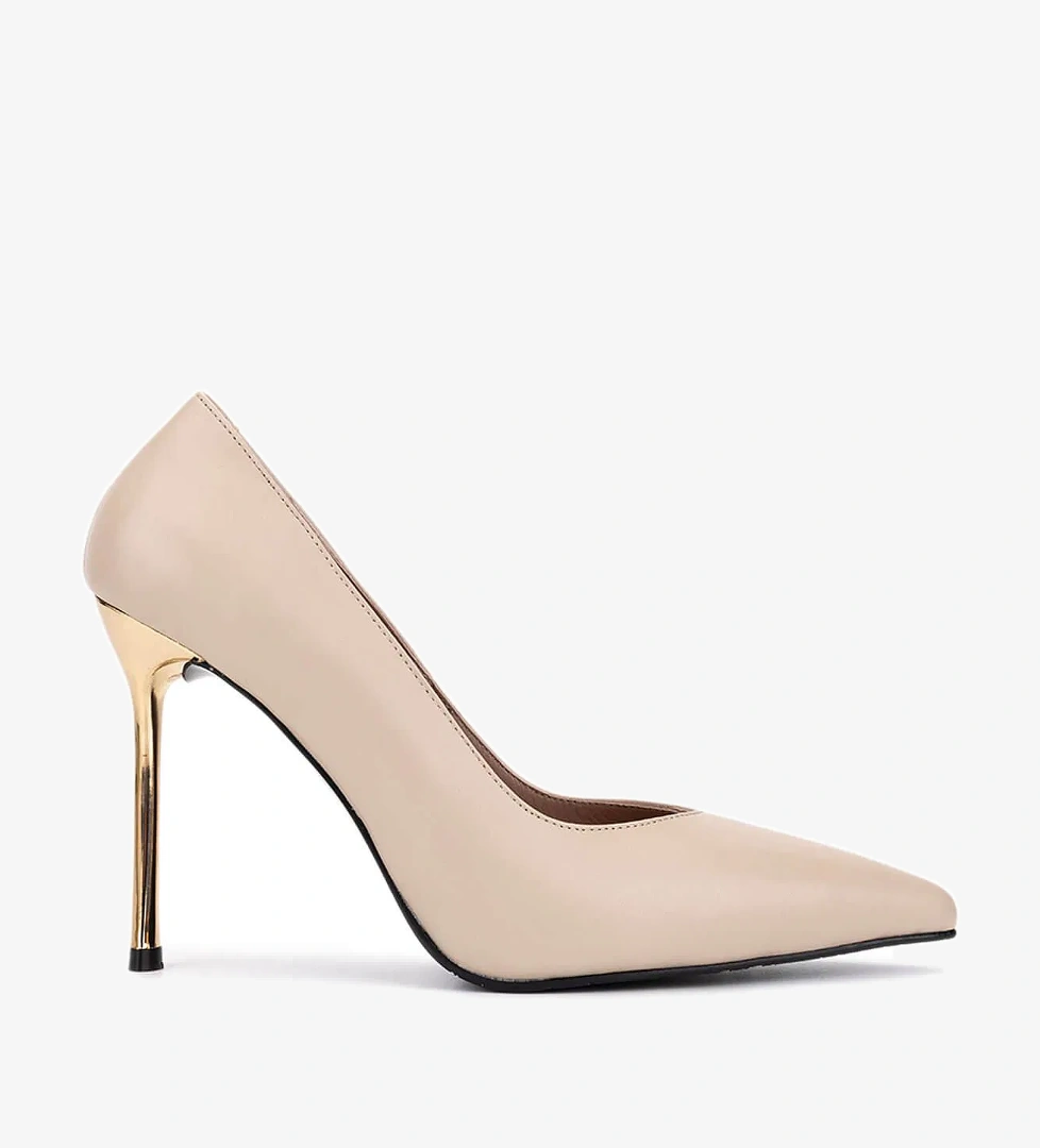 Tamer Tanca Kadın Hakiki Deri Bej Topuklu Ayakkabı - Görsel 1