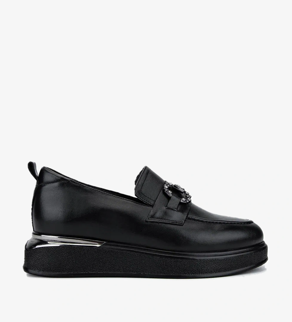 Tamer Tanca Tamer Tanca Kadın Hakiki Deri Siyah Deri Loafer Ayakkabı model görseli