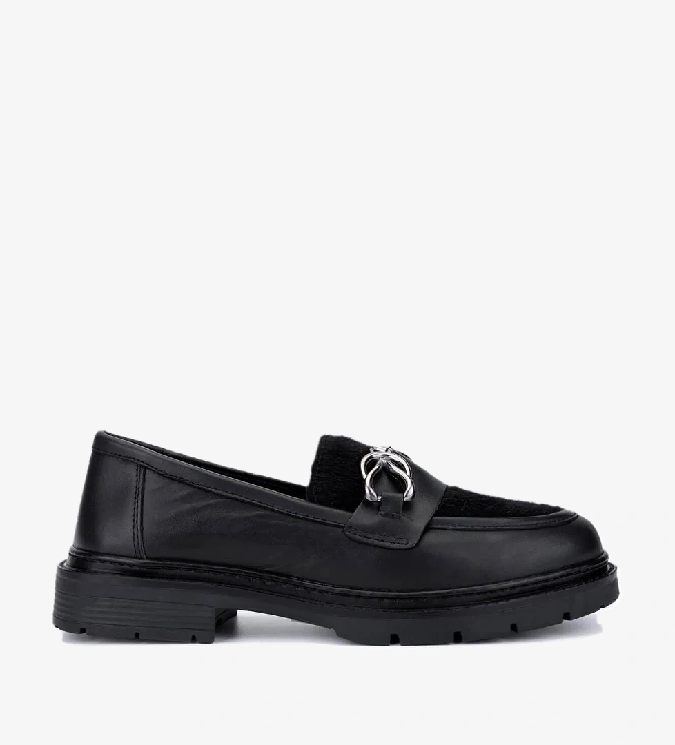 Tamer Tanca Kadın Deri & Tekstil Siyah Loafer Ayakkabı - Görsel 1