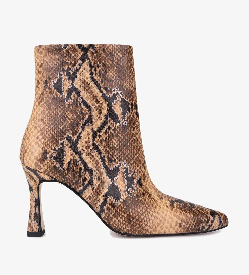 Tamer Tanca Kadın Hakiki Deri Naturel Yılan Topuklu Bot - Görsel 1