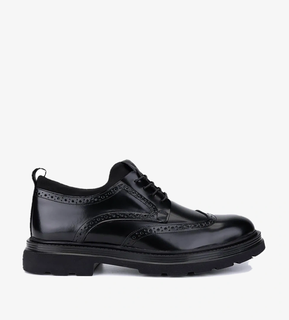 Tamer Tanca Erkek Hakiki Deri Siyah Açma Casual Ayakkabı - Görsel 1