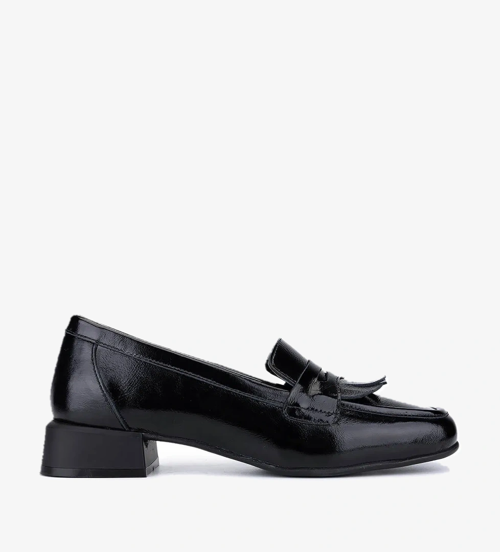 Tamer Tanca Kadın Hakiki Deri Siyah Rugan Loafer Ayakkabı - Görsel 1