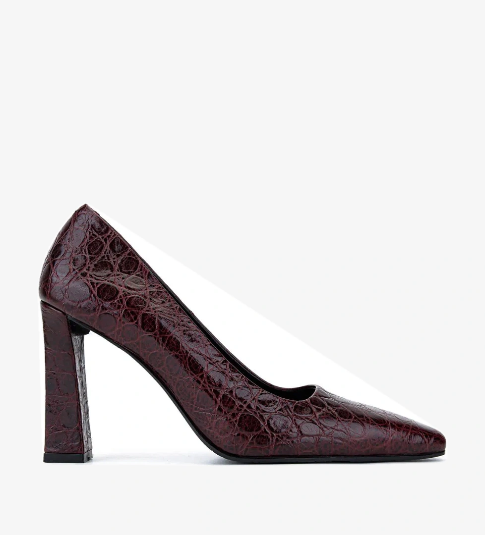 Tamer Tanca Kadın Bordo Rugan Topuklu Ayakkabı - Görsel 1