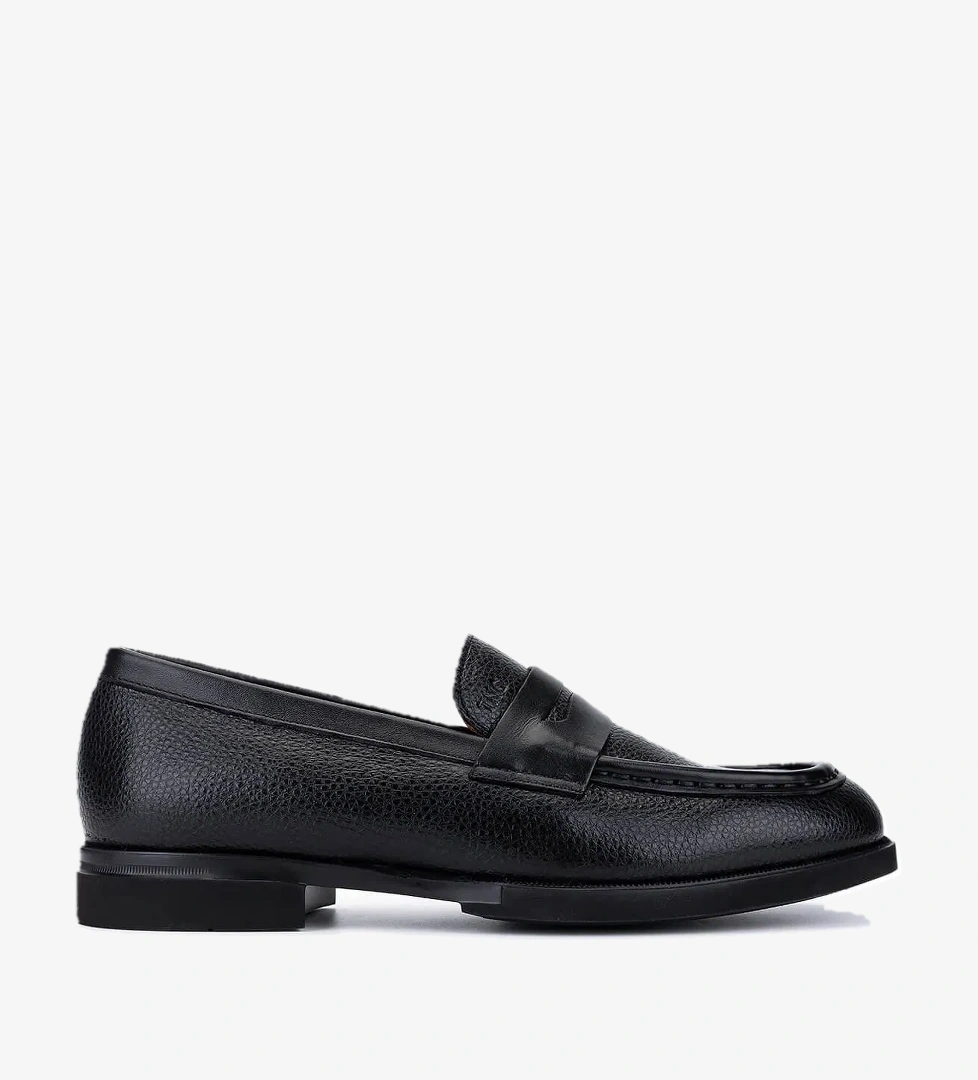 Tamer Tanca Erkek Hakiki Deri Siyah Loafer Ayakkabı - Görsel 1