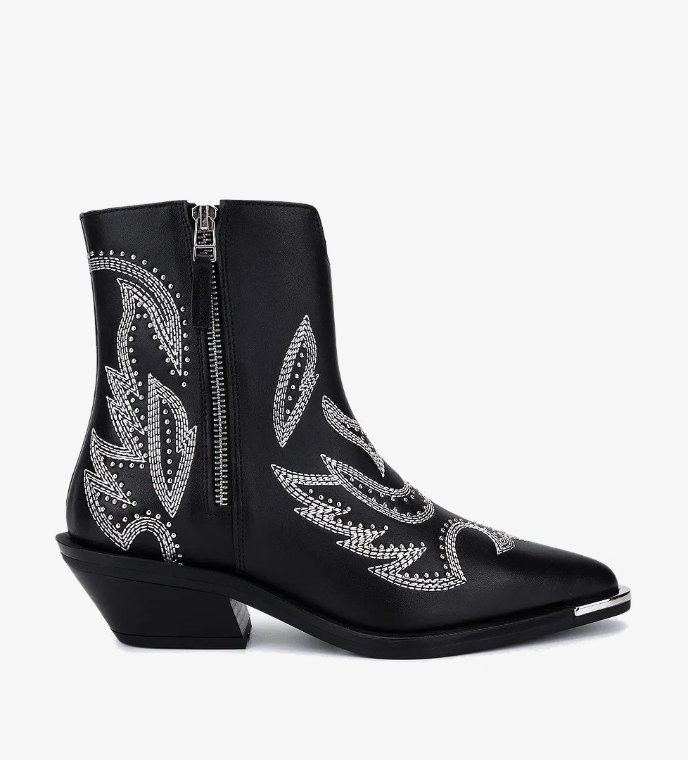 Valmenti Kadın Hakiki Deri Siyah Western Bot - Görsel 1