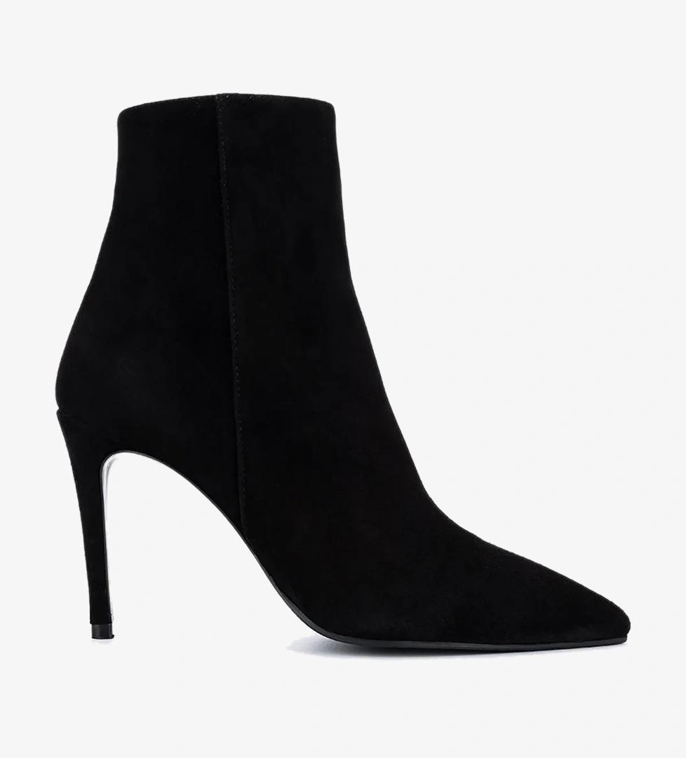 Valmenti Kadın Hakiki Deri Siyah Süet Topuklu Bot - Görsel 1