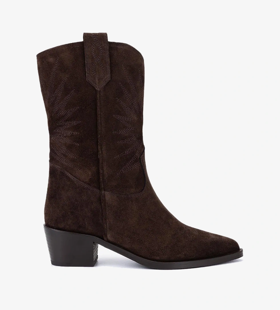 Valmenti Kadın Hakiki Deri Kahverengi Süet Western Bot - Görsel 1