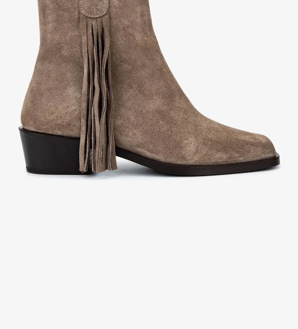 Valmenti Kadın Hakiki Deri Vizon Süet Topuklu Bot - Görsel 1