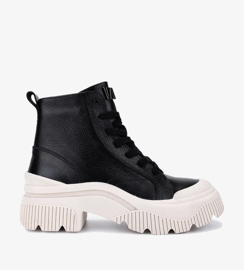 Valmenti Kadın Hakiki Deri Siyah Floter Casual Bot - Görsel 1