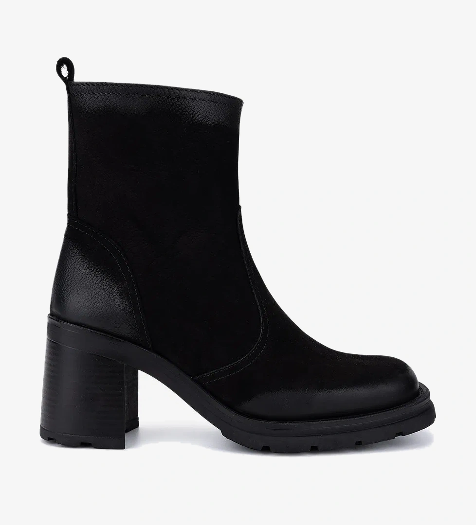 Valmenti Kadın Hakiki Deri Siyah Nubuk Topuklu Bot - Görsel 1