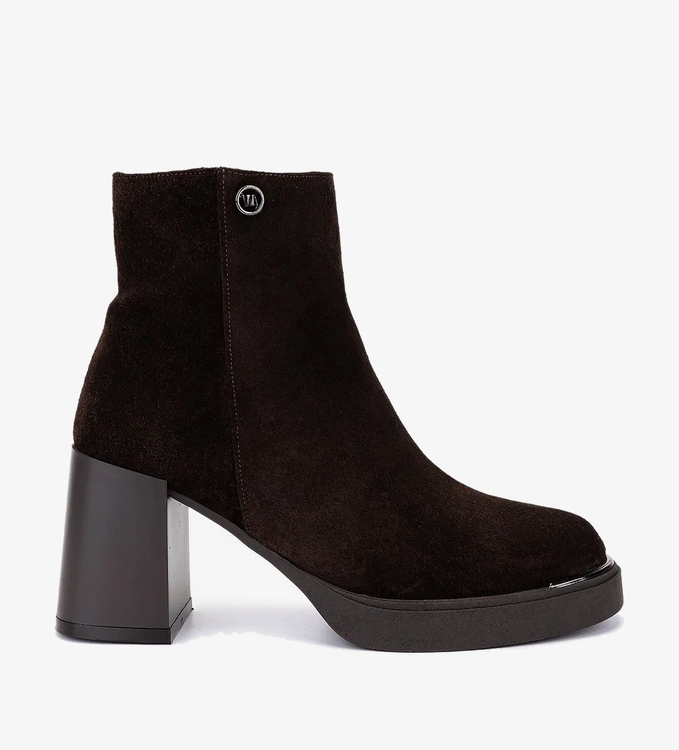 Valmenti Kadın Hakiki Deri Kahverengi Süet Topuklu Bot - Görsel 1