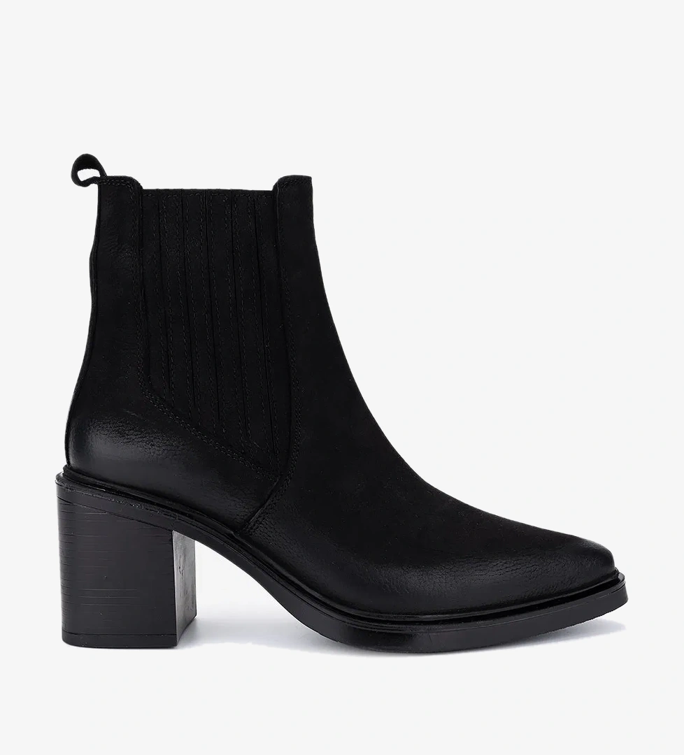 Valmenti Kadın Hakiki Deri Siyah Nubuk Topuklu Bot - Görsel 1