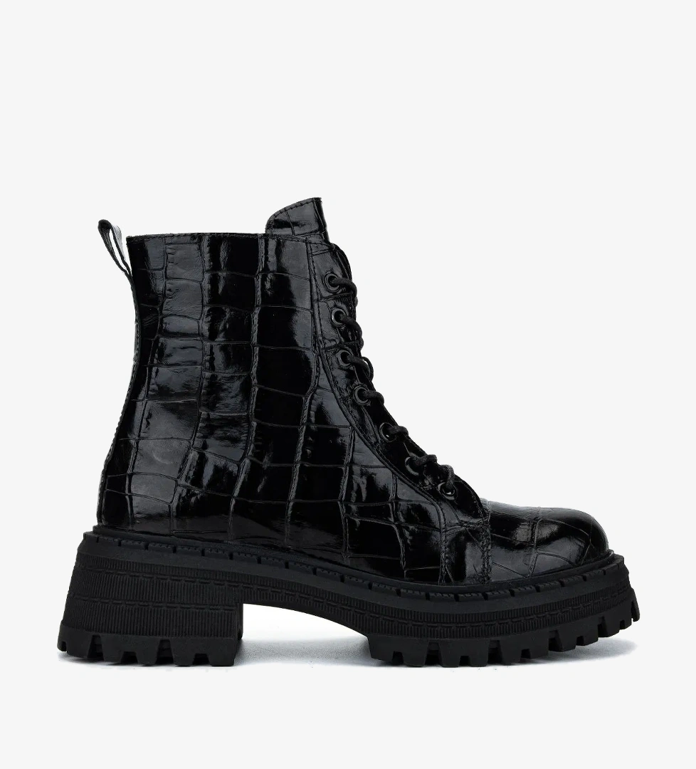 Valmenti Kadın Deri &amp; Tekstil Siyah Kroko Casual Bot - Görsel 1