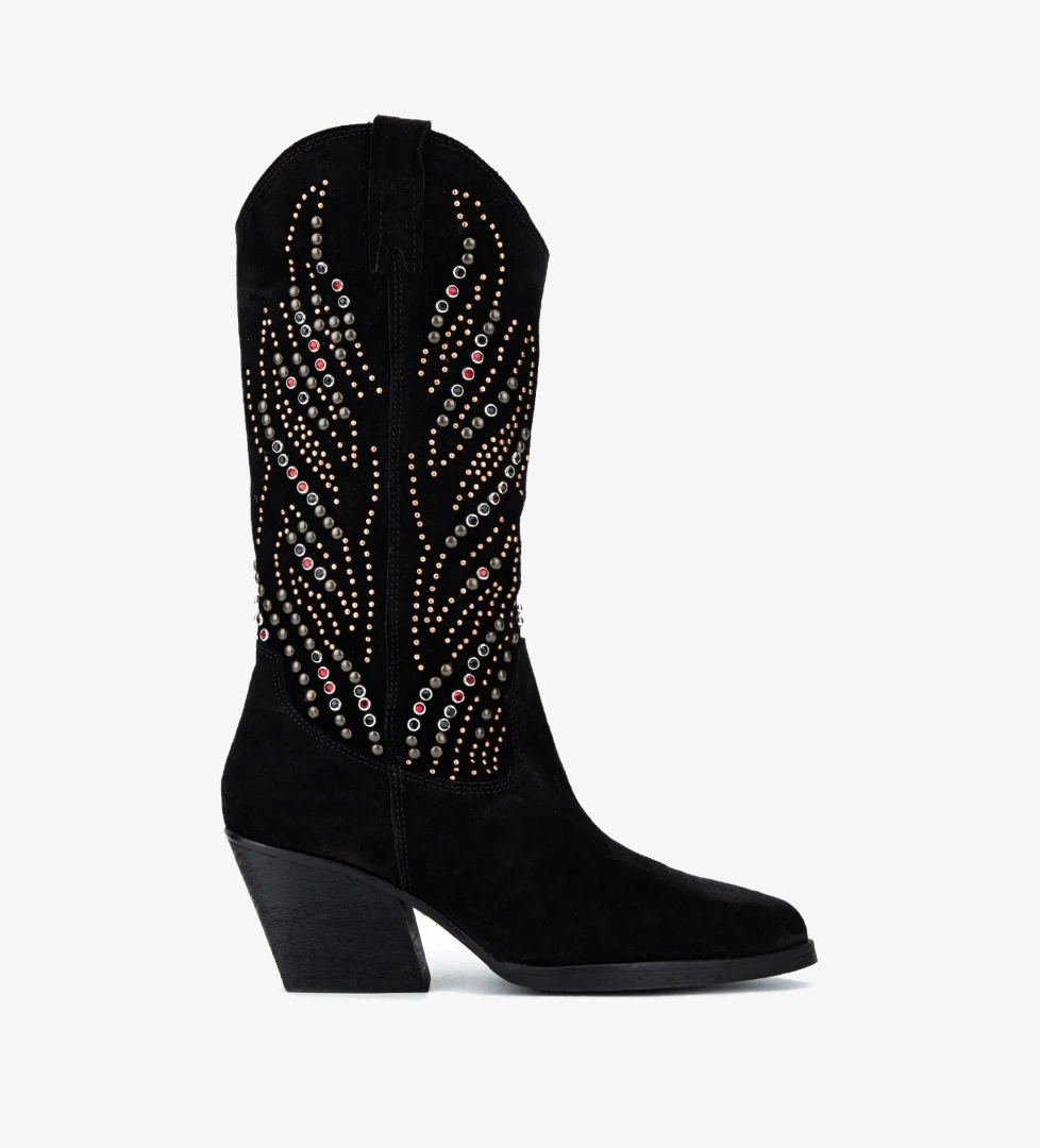 Valmenti Valmenti Kadın Hakiki Deri Siyah Süet Western Bot model görseli