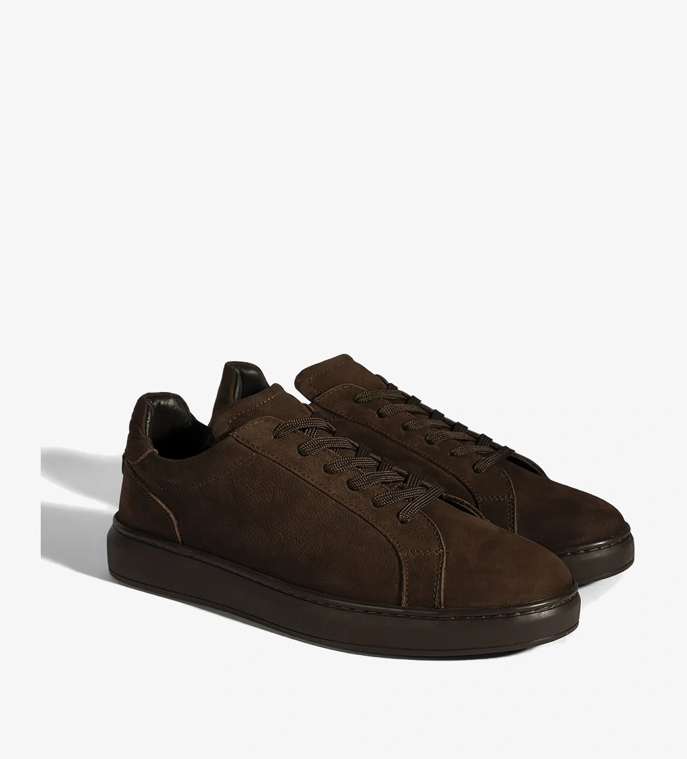 Erkek Koyu Kahve Bağcıklı Günlük Nubuk Deri Ayakkabı - Görsel 1