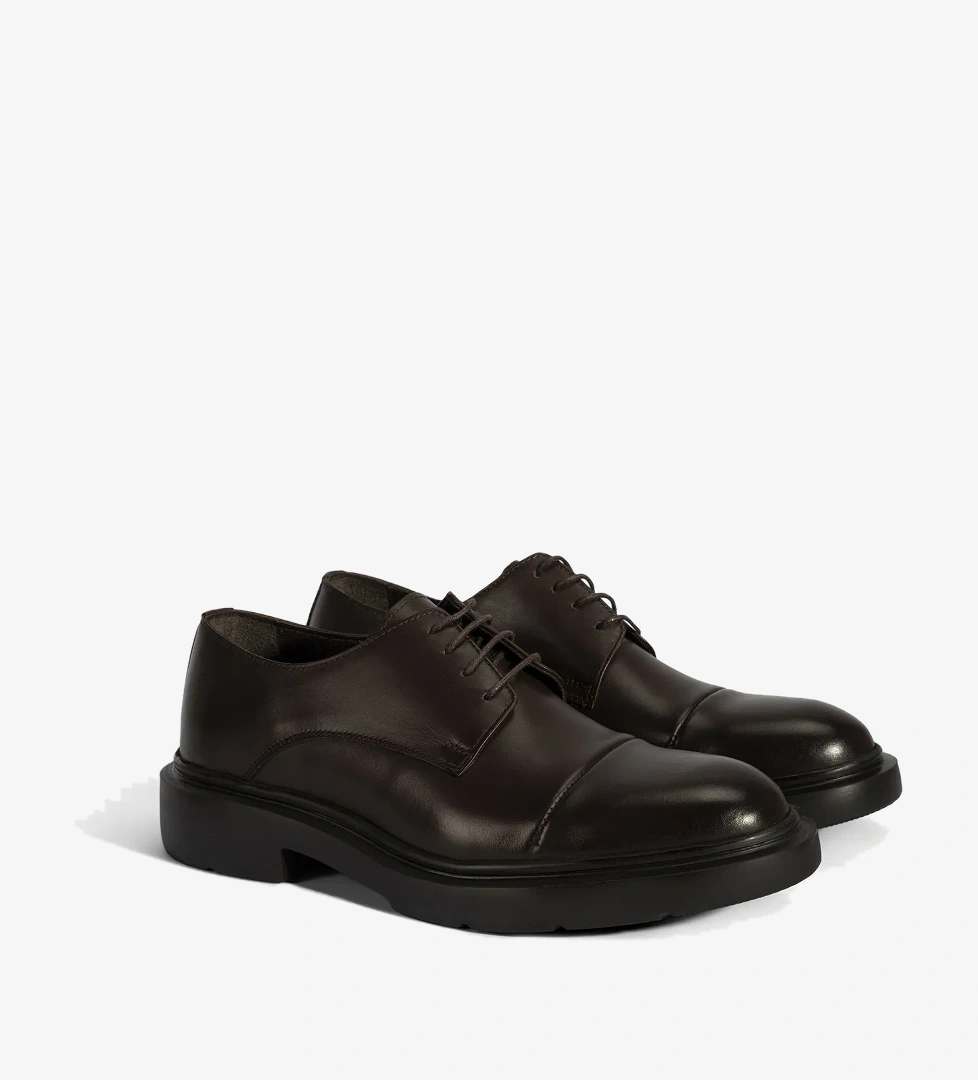 Erkek Kahve Bağcıklı Deri Klasik Ayakkabı