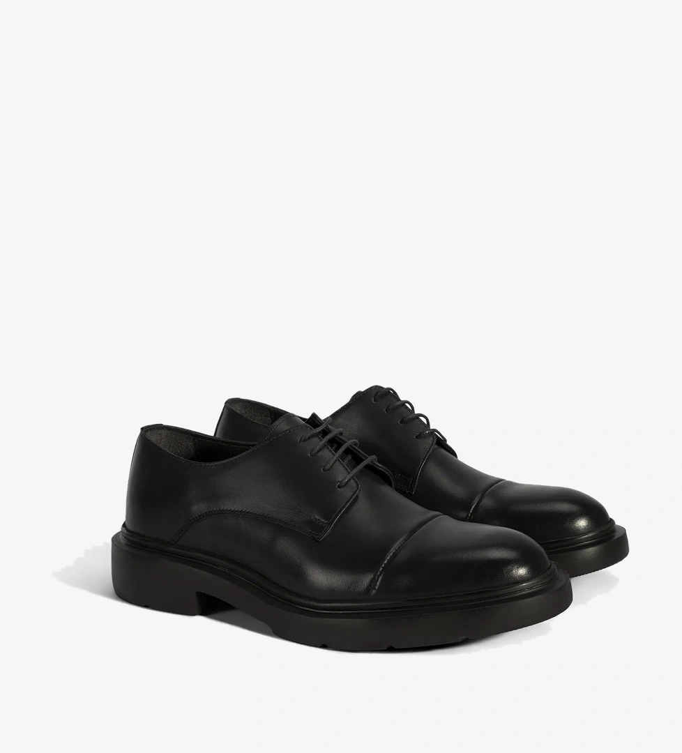 Erkek Siyah Bağcıklı Deri Klasik Ayakkabı - Görsel 1