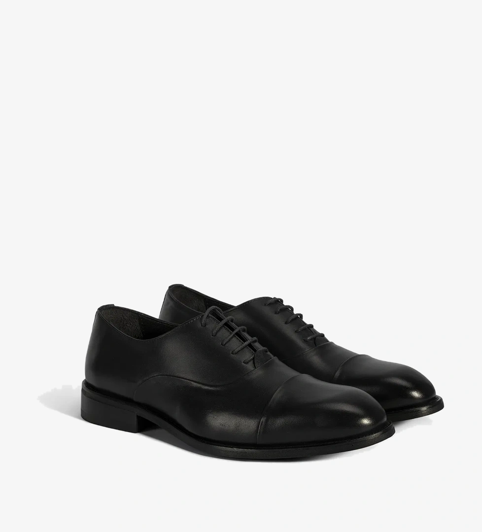 Erkek Siyah Bağcıklı Deri Klasik Ayakkabı - Görsel 1
