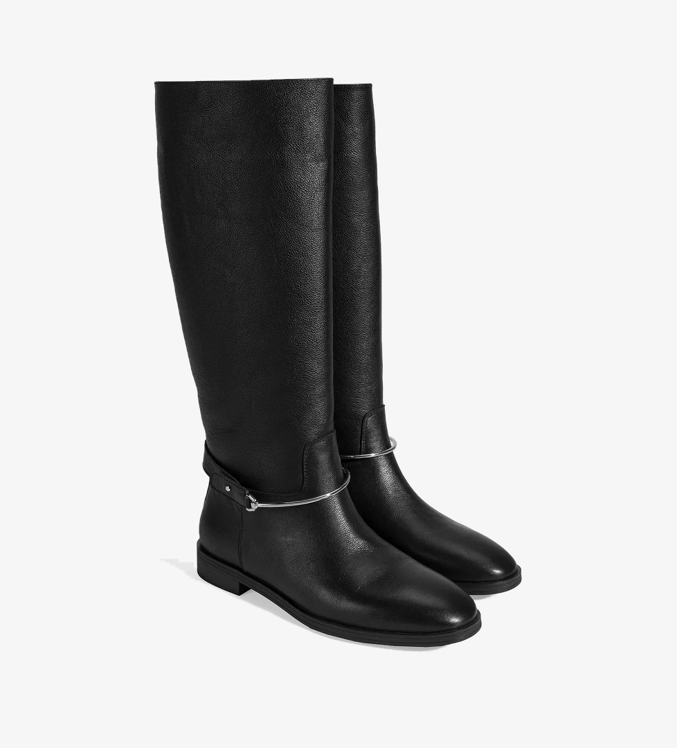 Kadın Siyah Metal Detaylı Deri Çizme - Görsel 1