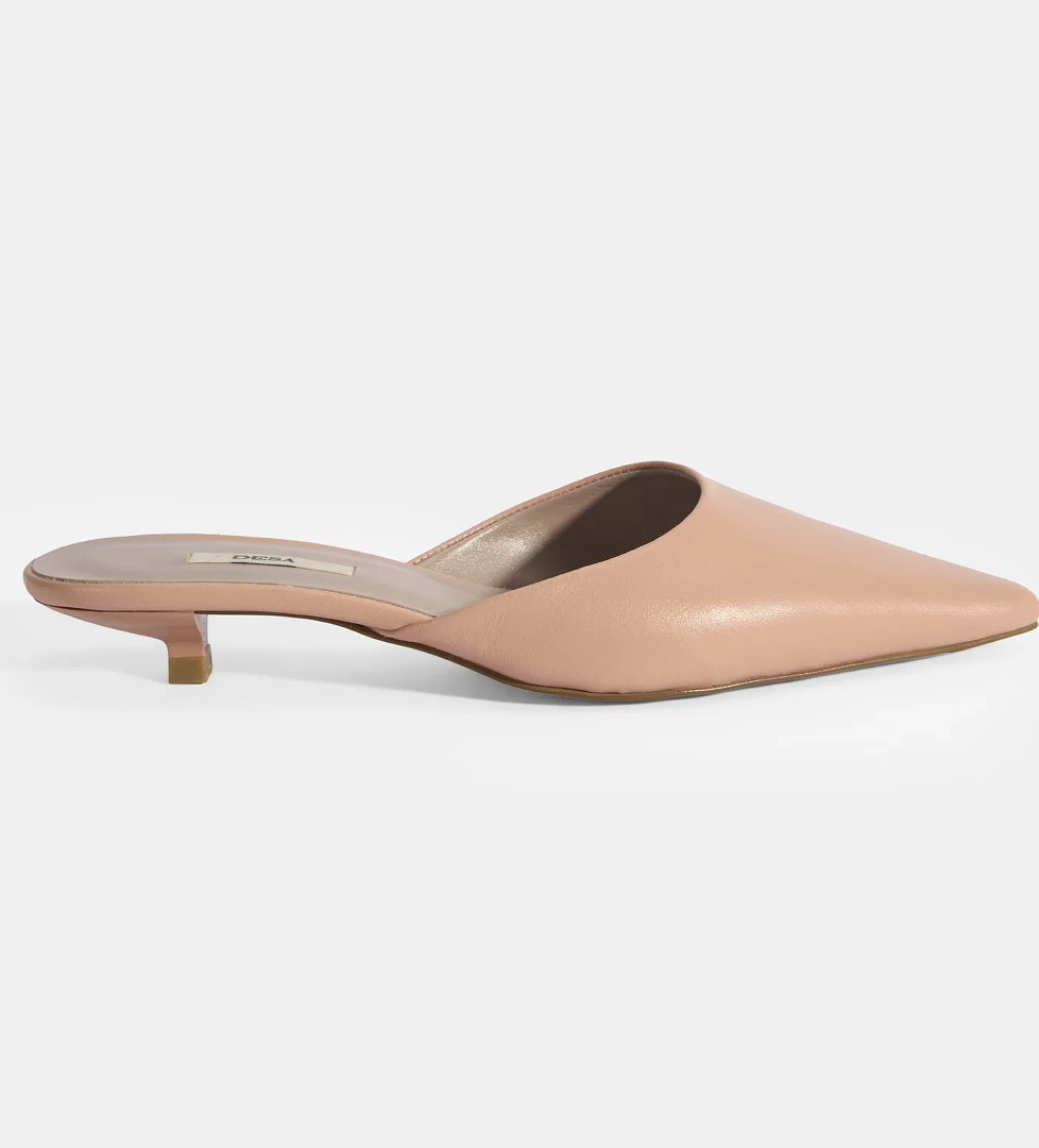 Kadın Pudra Topuklu Deri Terlik - Görsel 1