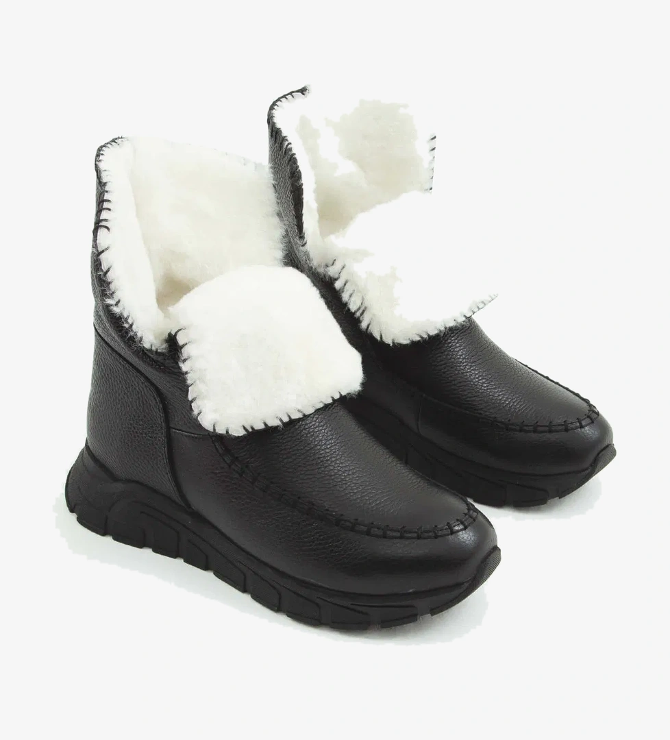 Tamer Tanca Kadın Hakiki Deri Siyah Floter Casual Bot - Görsel 1