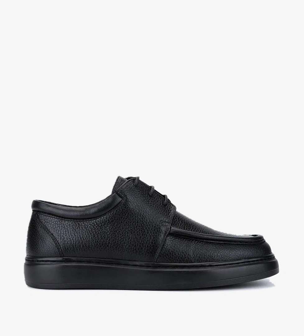 Tamer Tanca Erkek Hakiki Deri Siyah Floter Casual Ayakkabı - Görsel 1