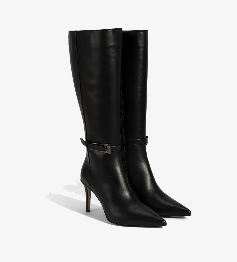 Desa Kadın Siyah Sivri Burunlu İnce Topuklu Deri Çizme model görseli