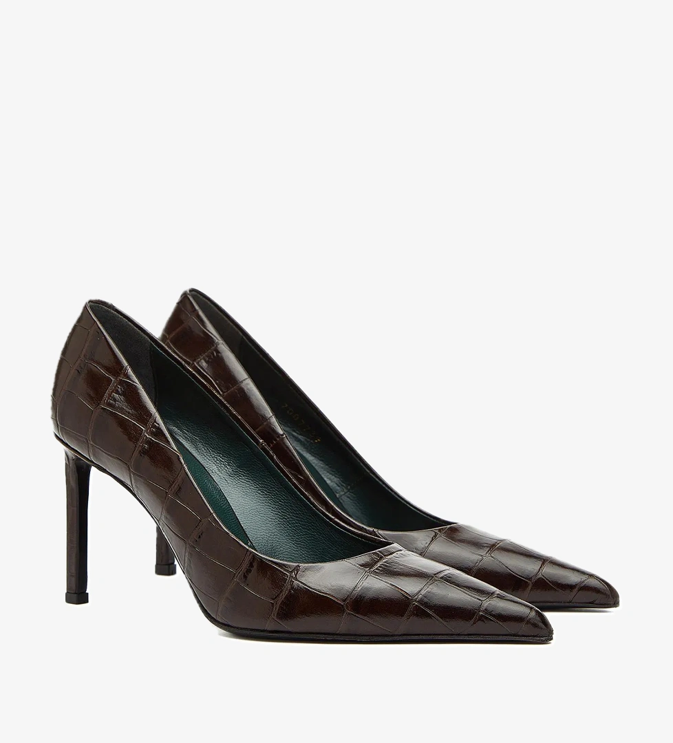 George Hogg George Hogg Kadın Siyah Gova Kroko Desenli Deri Topuklu Ayakkabı model görseli