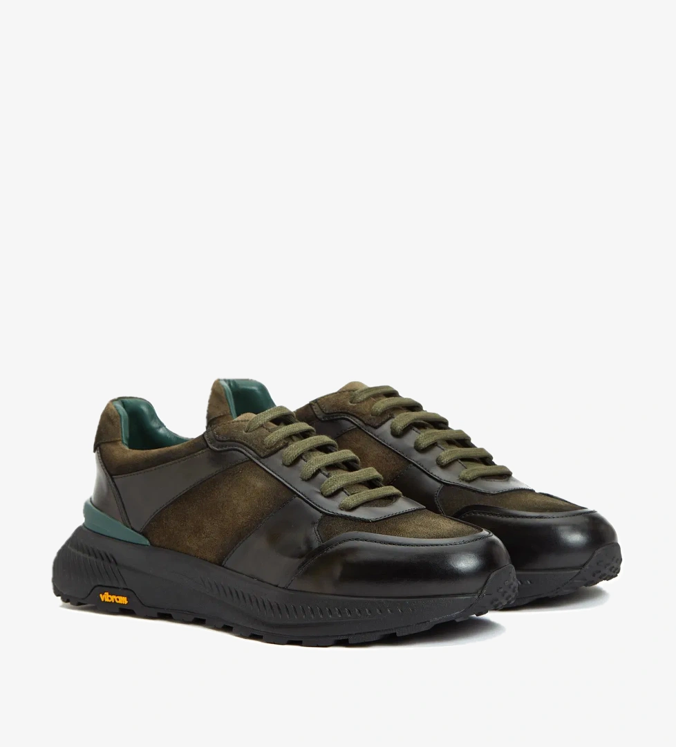 George Hogg Erkek Haki Vibram Taban Detaylı Deri Sneaker