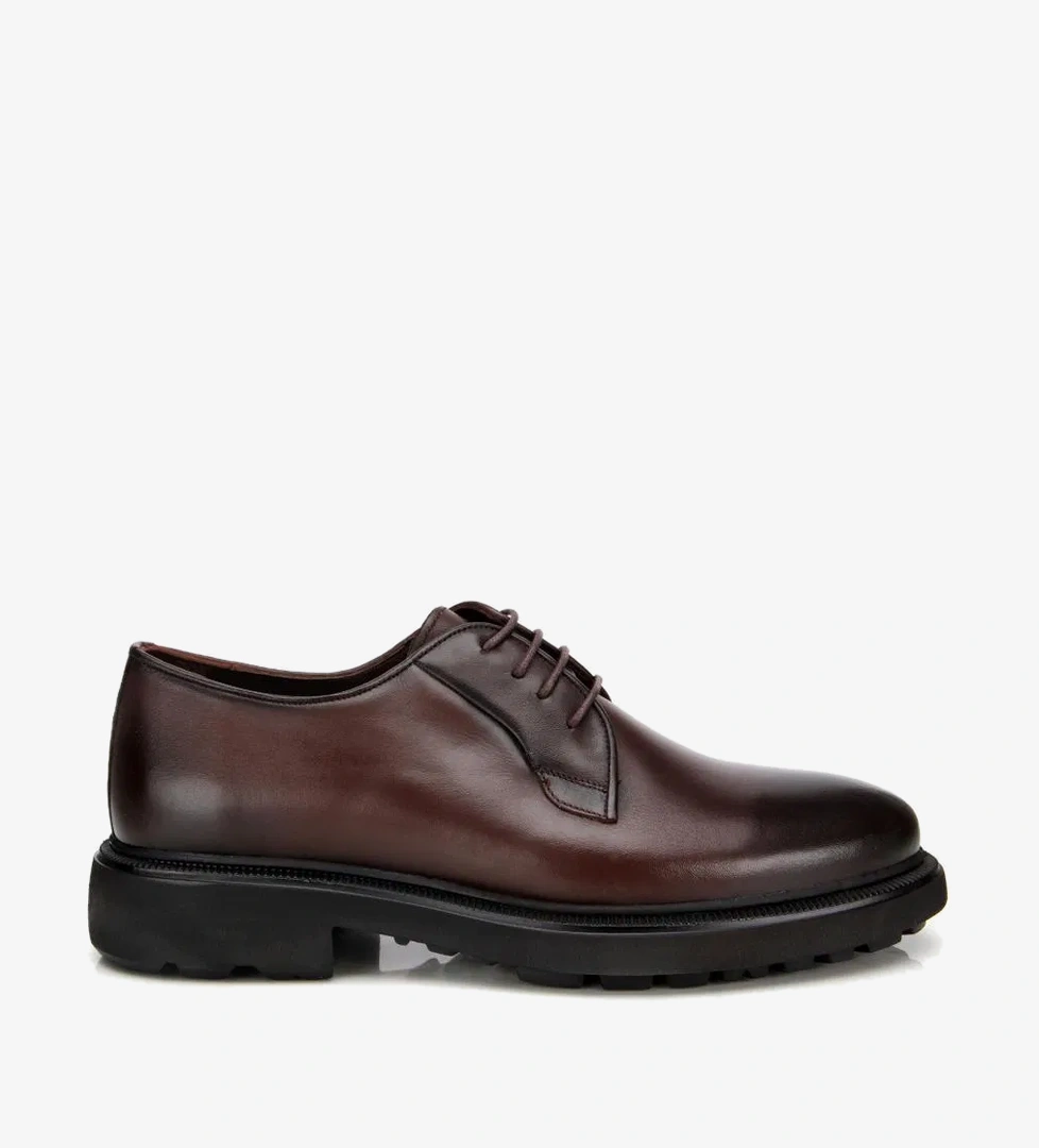 Erkek Deri Kahverengi Bağcıklı Günlük Ayakkabı - Görsel 1