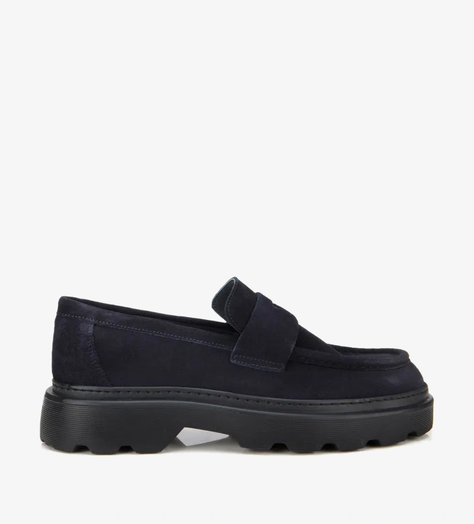 Erkek Süet Deri Lacivert Yumuşak Dokulu Kalın Tabanlı Günlük Loafer