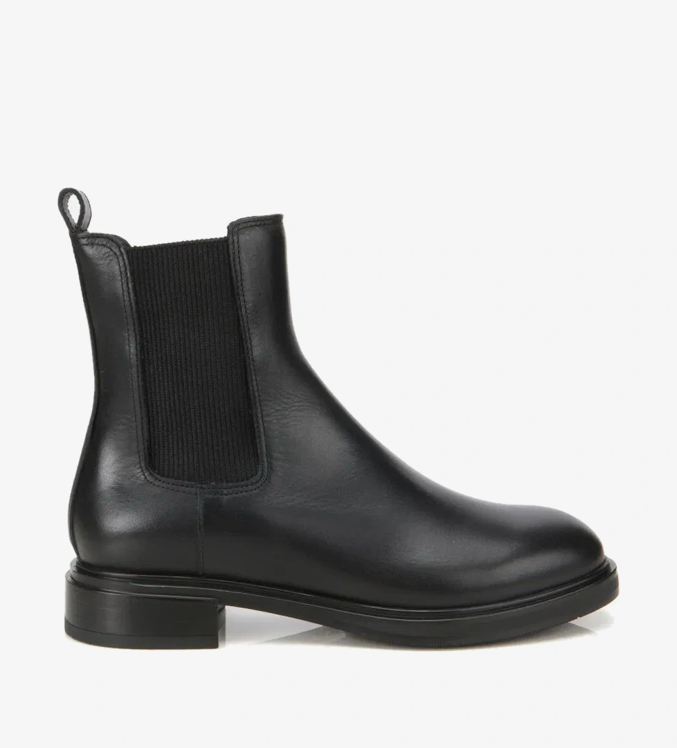 Kadın Deri Siyah Lastik Detaylı Düz Bot - Görsel 1