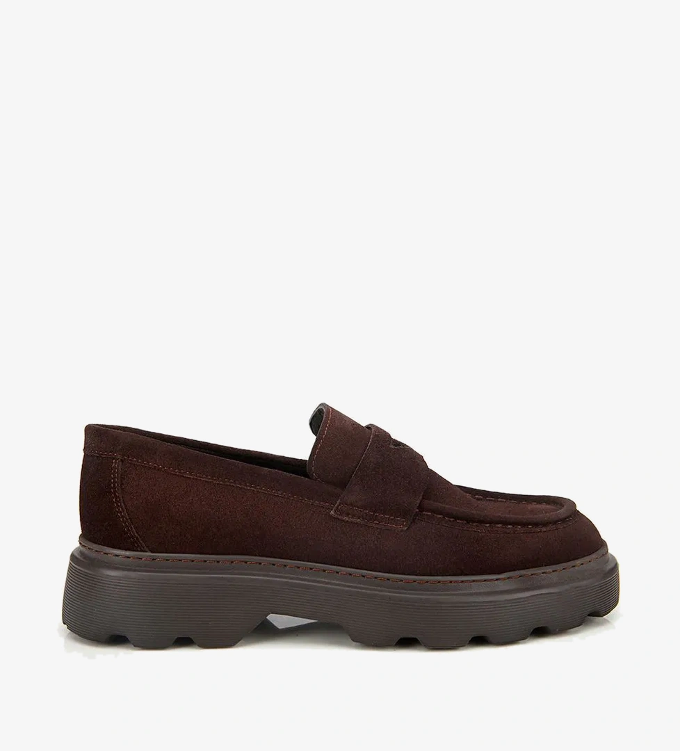 Erkek Süet Deri Kahverengi Kalın Tabanlı Günlük Loafer