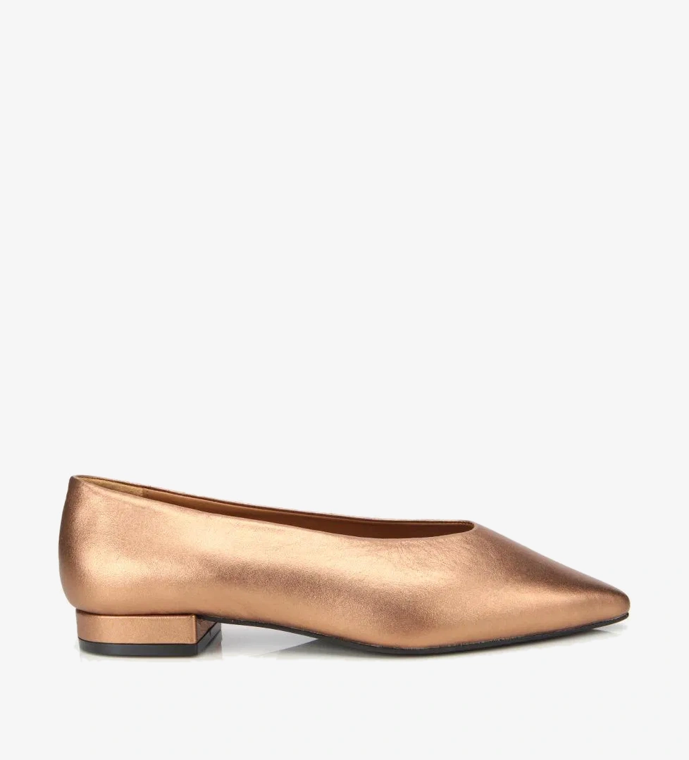 Kadın Deri Bronz Sivri Burunlu Babet - Görsel 1