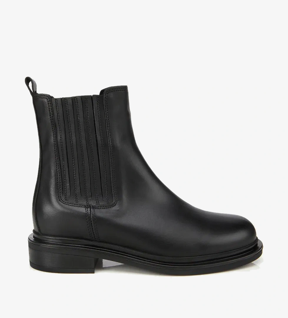 Kadın Deri Siyah Lastik Detaylı Bilekte Düz Bot