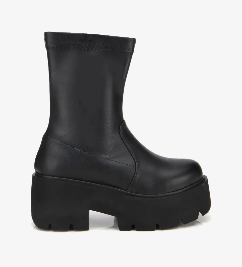 Kadın Siyah Streç Kalın Tabanlı Yüksek Topuklu Bot - Görsel 1