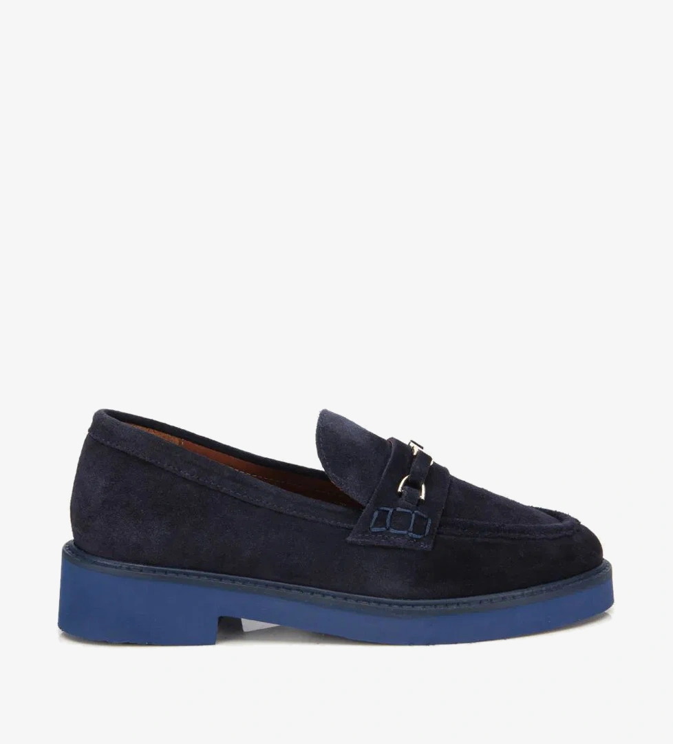 Hotiç Kadın Süet Deri Lacivert Taba Tokalı Hafif Tabanlı Klasik Loafer model görseli