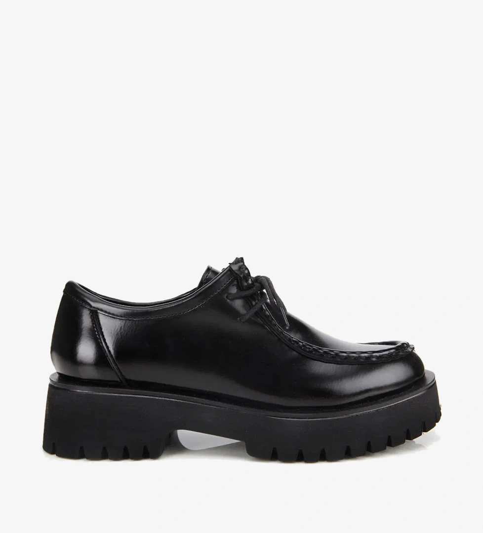 Kadın Siyah Dikiş Burunlu Kalın Tabanlı Günlük Loafer - Görsel 1