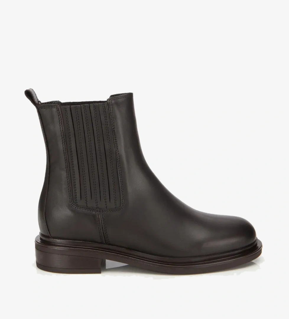 Kadın Deri Kahverengi Lastik Detaylı Bilekte Düz Bot - Görsel 1